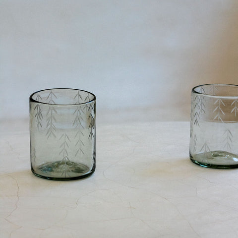 Vaso Transparente de Vidrio Cortado