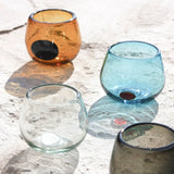 Vaso de vidrio soplado coleccion KIIN turquesa punto rojo