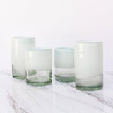 Vasos old fashioned de vidrio soplado borde color blanco y base transparente