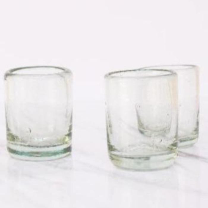 vasos tequileros de vidrio soplado transparente