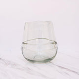 Vaso wolis en vidrio soplado transparente con banda transparente