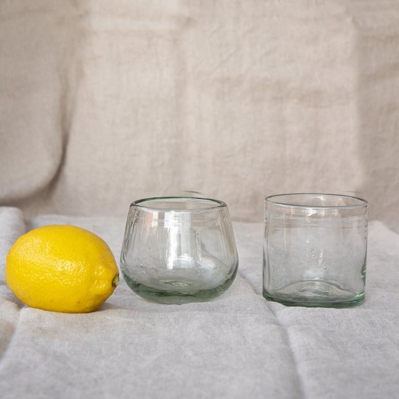 Vasos old fashioned de vidrio soplado transparente