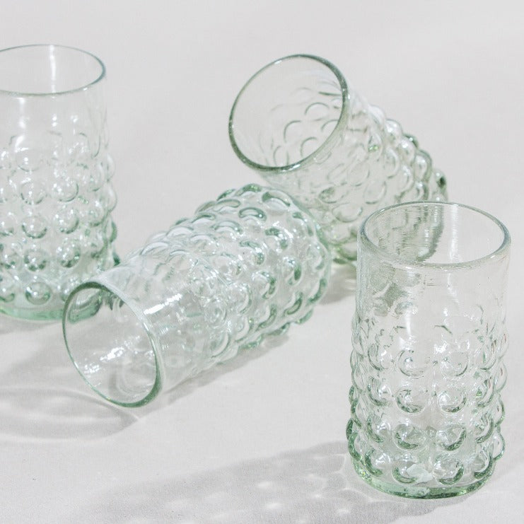 Set de 4 Vasos Transparente Efecto Bolitas