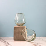 Vasos de vidrio soplado diamante bajo transparente